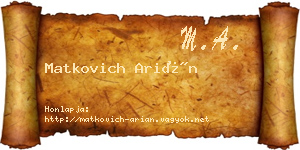 Matkovich Arián névjegykártya